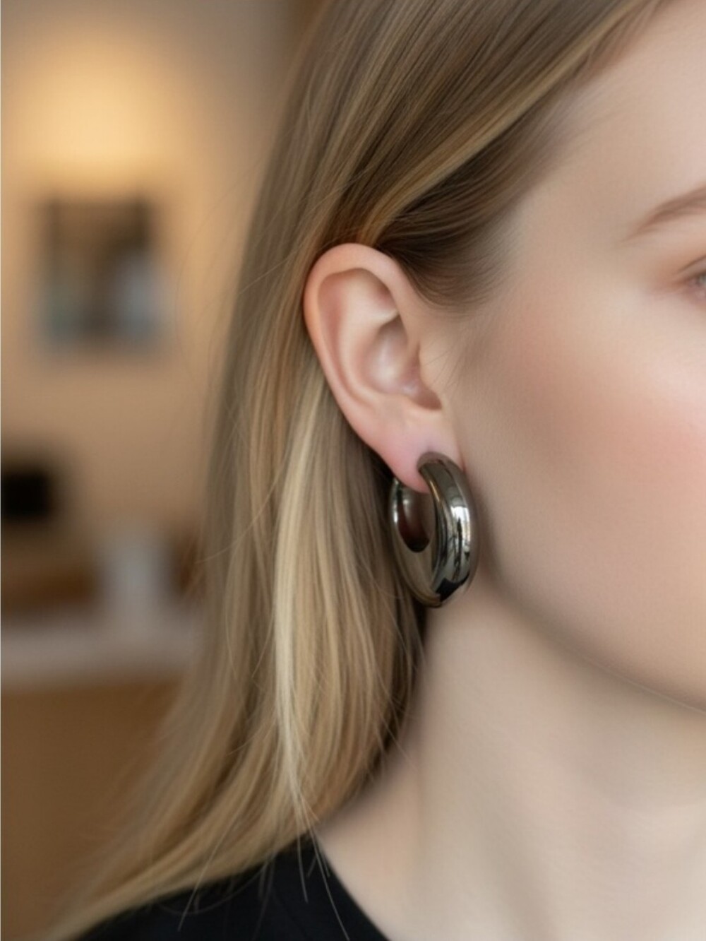 Gunmetal Hoop Earrings